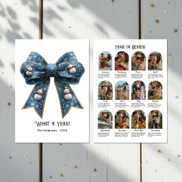 Cartão De Festividades Foto de Natal com Laço de Ano em Revisão em Design