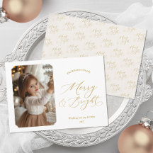 Foto de Natal com Letra Dourada Elegante 'Alegre e