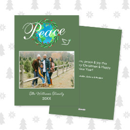 Cartão De Festividades Foto de Natal com Letra Elegante Paz na Terra