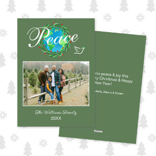 Cartão De Festividades Foto de Natal com Letra Elegante Paz na Terra