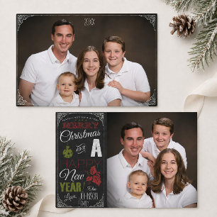 Cartão De Festividades Foto de Natal com Tipografia Vintage em Quadro Neg