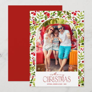 Cartão De Festividades Foto de Natal com Verduras e Azevinho