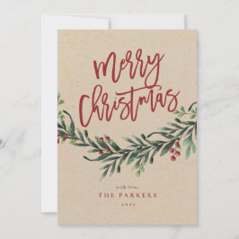Cartão De Festividades Foto de Natal com Verduras em Letra de Forma