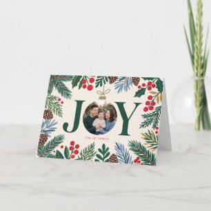 Cartão De Festividades Foto de Natal da Família Botanical Joy