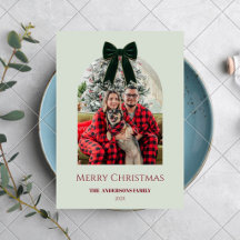 Foto de Natal da Família com Laço Elegante em Marf