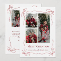Foto de Natal da Família com Laço Vermelho Elegant