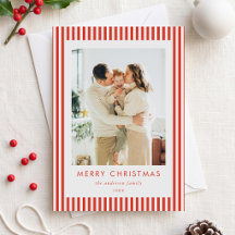 Foto de Natal da Família com Listras Vermelhas Mod