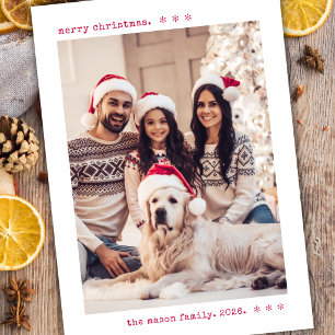 Cartão De Festividades Foto de Natal da Família com Máquina de Escrever V