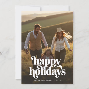 Cartão De Festividades Foto de Natal da Família Feliz Férias Retrô