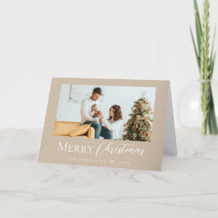 Cartão De Festividades Foto de Natal da Família Moderna Neutral