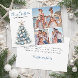 Cartão De Festividades Foto de Natal da Família na Praia Alegre