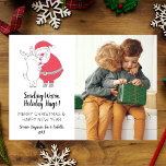 Cartão De Festividades Foto de Natal da Família Reindeer de Papais noeis<br><div class="desc">Envie abraços quentes de férias com este cartão de feriado bonito,  com Papais noeis abraçando uma rena ao lado da foto da sua família. Adicione seu texto e nomes personalizados e ano para personalizar. Todos precisam de um abraço este ano!</div>
