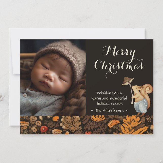 Cartão De Festividades Foto de Natal da Floresta Whimsical (Frente)