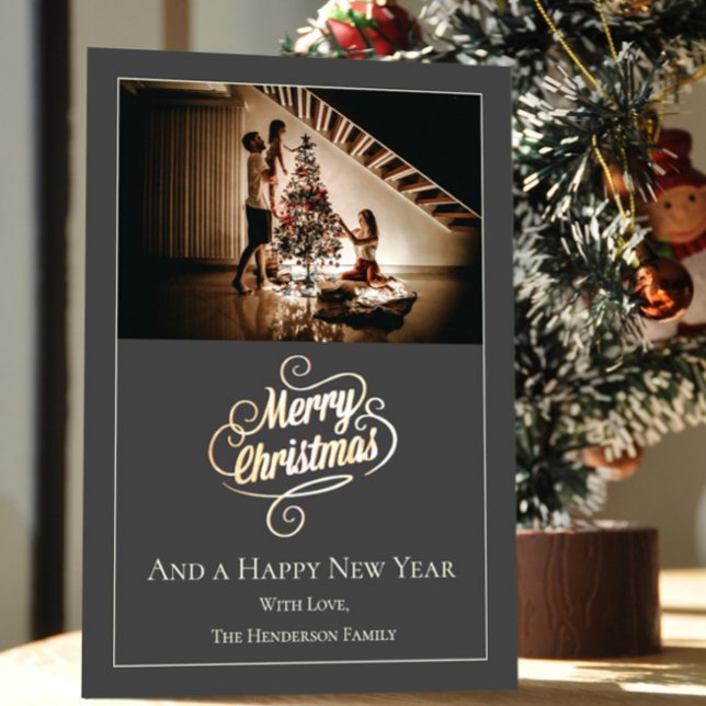 Cartão De Festividades Foto de Natal da Modern Elegance | CINZAS (Criador carregado)