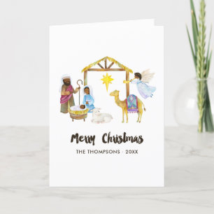 Cartão De Festividades Foto de Natal da Natividade em Aquarela