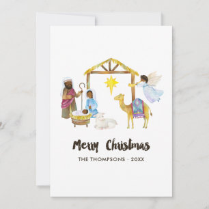 Cartão De Festividades Foto de Natal da Natividade em Aquarela