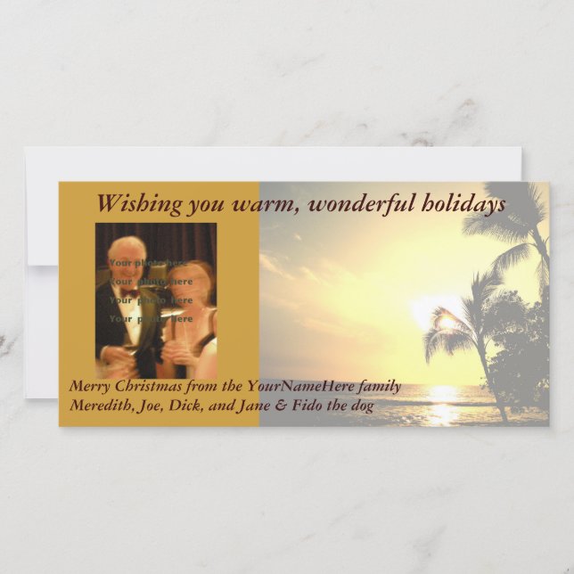 Cartão De Festividades Foto de Natal da Palm Tree (Frente)