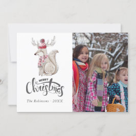 Cartão De Festividades Foto de Natal da raposa do inverno em aquarela fof