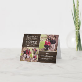 Cartão De Festividades Foto de Natal da Rústica Madeira Verso