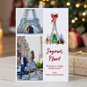 Cartão De Festividades Foto de Natal da Torre Eiffel de Paris nas Férias