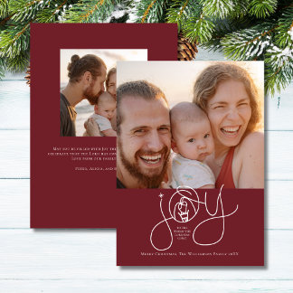 Cartão De Festividades Foto de Natal de Alegria Cristã Elegante da Famíli