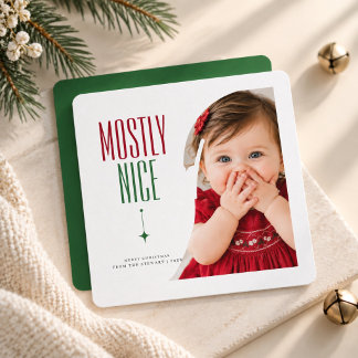 Cartão De Festividades Foto de Natal de Bebê Moderno Principalmente Legal
