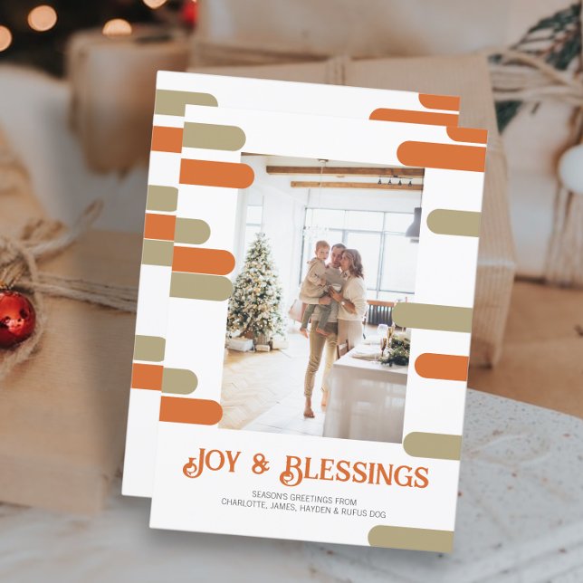 Cartão De Festividades Foto de Natal de Bloco Moderno Personalizada (Modern Block Photo Christmas Personalized Holiday Cards from Ricaso)