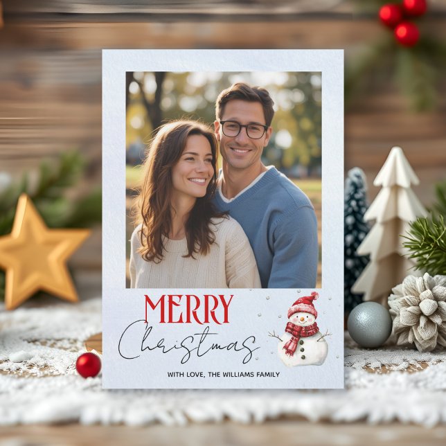 Cartão De Festividades Foto de Natal de bonitão e neve (Criador carregado)