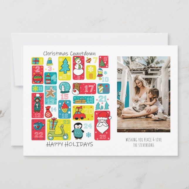 Cartão De Festividades Foto de Natal de Calendário Avançado (Frente)