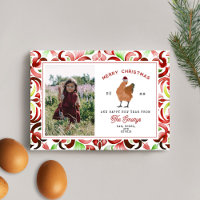 Foto de Natal de Chicken Red & Green Watercolor