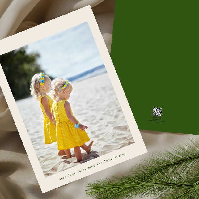 Cartão De Festividades Foto de Natal de Cream Verde na moda (Criador carregado)