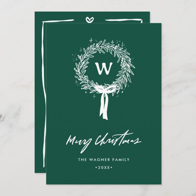 Cartão De Festividades Foto de Natal de Desenho de Mão Whimsical (Frente/Verso)