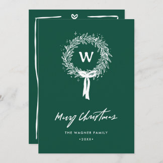 Cartão De Festividades Foto de Natal de Desenho de Mão Whimsical