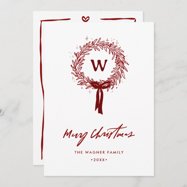 Cartão De Festividades Foto de Natal de Desenho de Mão Whimsical (Frente/Verso)