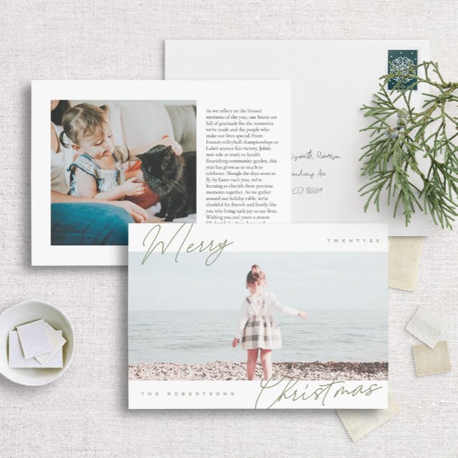 Cartão De Festividades Foto de Natal de Feliz Horizontal Mineral Moderna (Criador carregado)