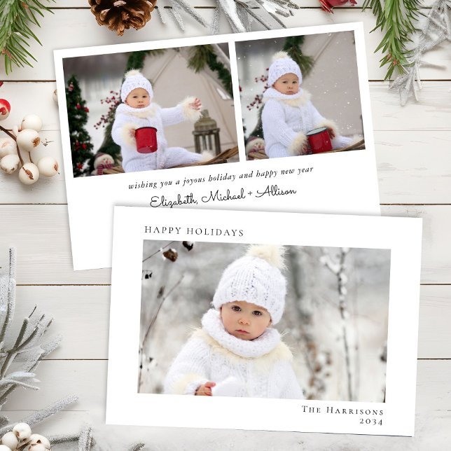 Cartão De Festividades Foto de Natal de feriados felizes minimamente mode (Share the love and warmth of the season with your personalized photo Christmas card)