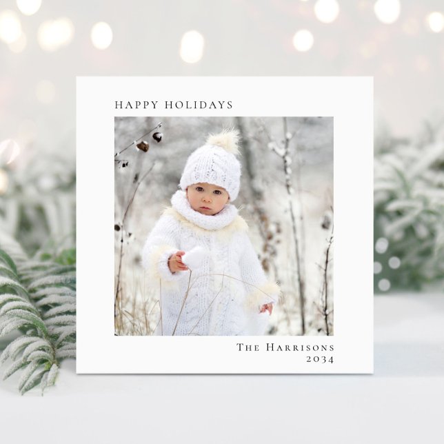 Cartão De Festividades Foto de Natal de feriados felizes minimamente mode (Share the love and warmth of the season with your personalized photo Christmas card)