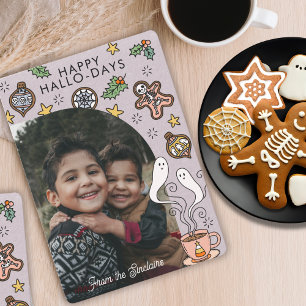 Cartão De Festividades Foto de Natal de Halloween da Família Fofa