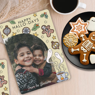 Cartão De Festividades Foto de Natal de Halloween da Família Fofa