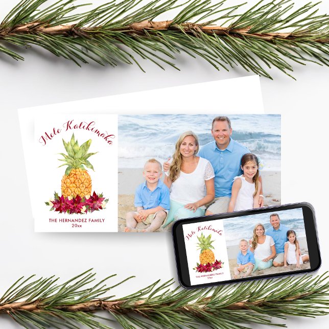 Cartão De Festividades Foto de Natal de Mele Kalikimaka Pineapple (Mele Kalikimaka Pineapple Christmas Photo Holiday Card)