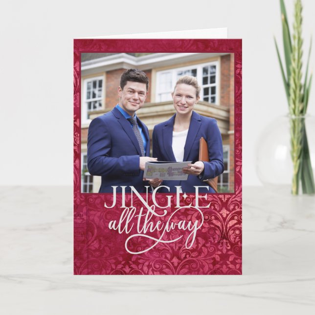 Cartão De Festividades Foto de Natal de Negócios Jingle All The Way (Frente)