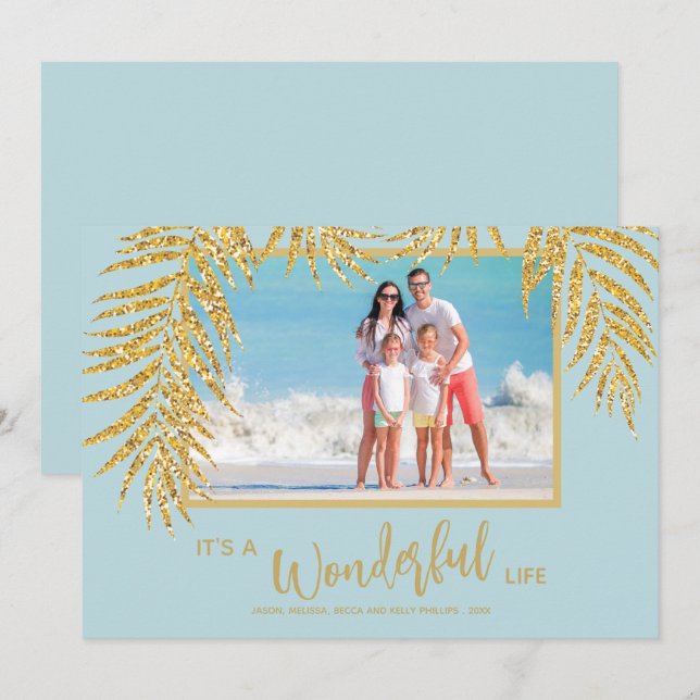 Cartão De Festividades Foto de Natal de Palmeiras Tropicais (Frente/Verso)