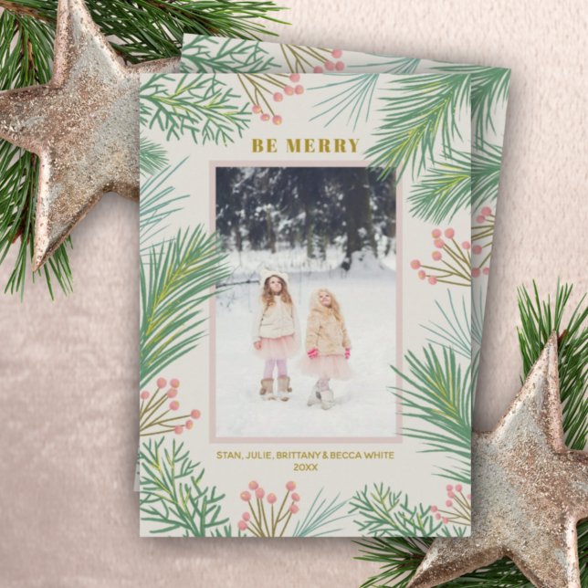 Cartão De Festividades Foto de Natal de Pines Berries (Criador carregado)
