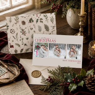 Cartão De Festividades Foto de Natal de Recém-Casados Botânica de Inverno
