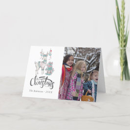 Cartão De Festividades Foto de Natal de veado de inverno em aquarela