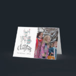 Cartão De Festividades Foto de Natal de Watercolor Winter Deer<br><div class="desc">Holly Jolly Woodland cartões de foto de Natal de veados de inverno com tipografia de escrita manual personalizável para suas especificidades.</div>