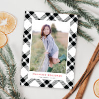 Foto de Natal de Xadrez Preta e Branco Desenhada à