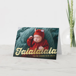 Cartão De Festividades Foto de Natal divertida do Dourado Ombre de Falala