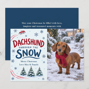 Cartão De Festividades Foto de Natal do Dachshund na Neve