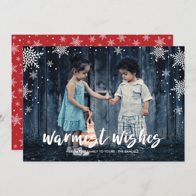 Cartão De Festividades Foto de Natal do Floco de Neve (Frente/Verso)